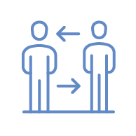 Two line drawing people with arrows going back and forth
