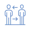 Two line drawing people with arrows going back and forth