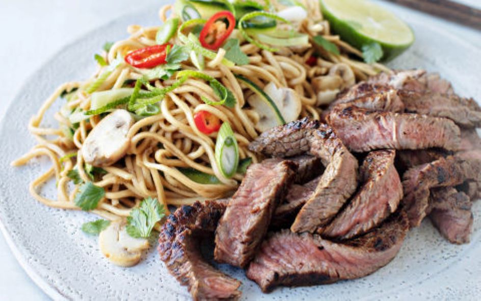 Asian Flavoured Beef with Noodle Salad