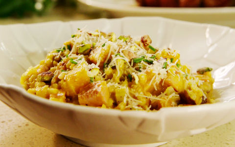 Neven's Barley Risotto with Ham, Creamed Carrots and Butternut Squash