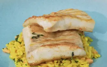 Neven's Grilled Brill with Prawns and Orzo