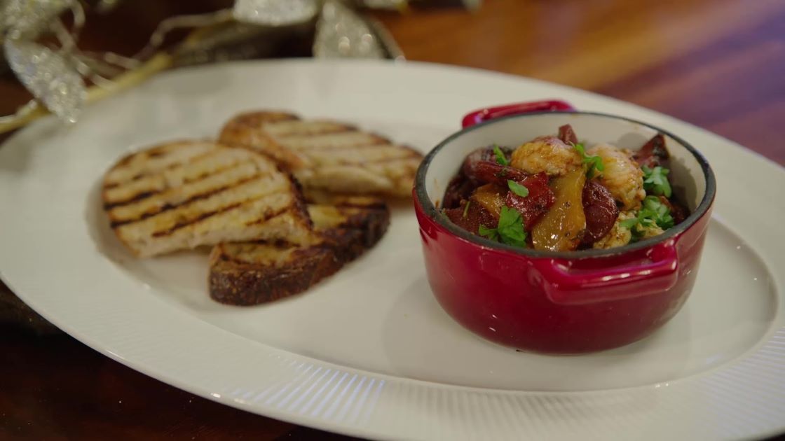 Neven’s Sizzling Prawns with Chorizo and Peppers