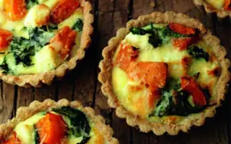 Goats Cheese Tartlets with Roasted Squash and Spinach