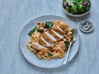 Chicken with Beans, Spinach and Pasta