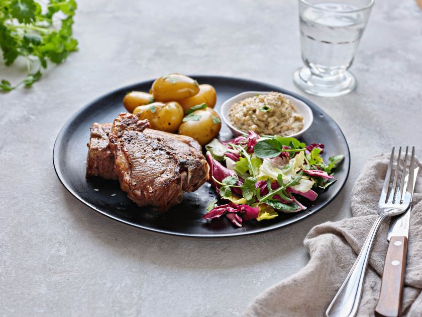 Cumin Flavoured Lamb Chops with Babaganoush