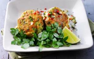 Fish Cakes with Chilli and Coriander Sauce