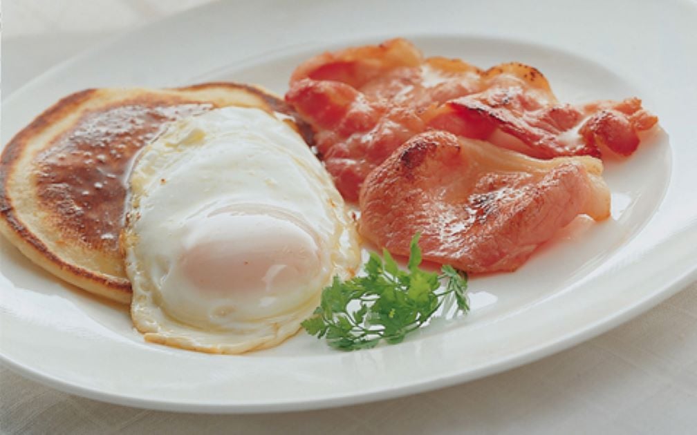 Fried Eggs, Potato Pancakes and Bacon