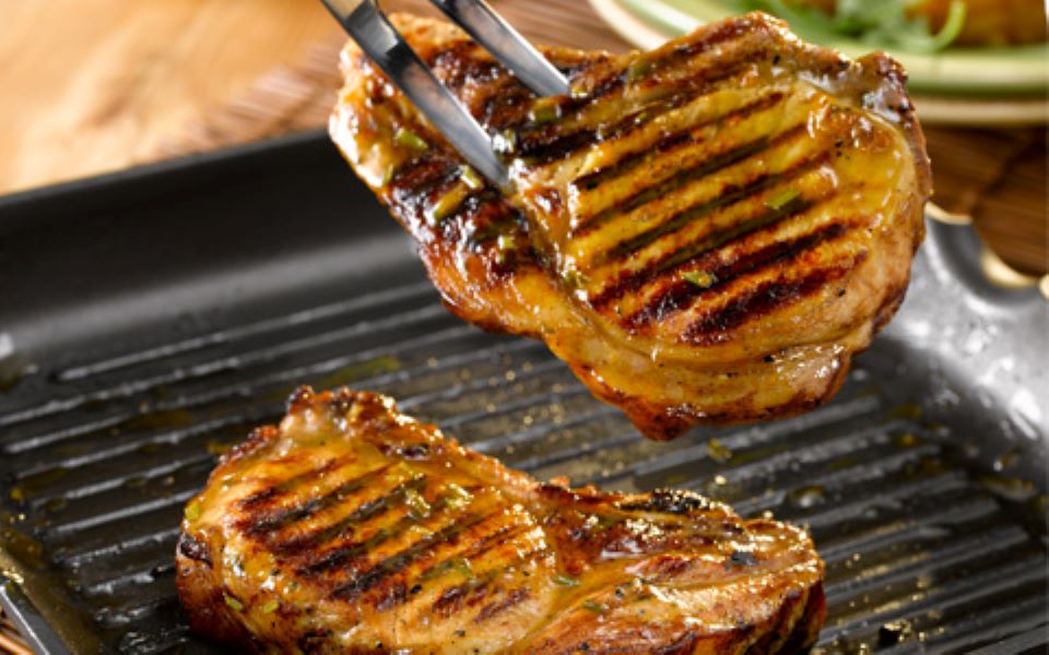 Pan-fried Pork Chops with Orange and Rosemary