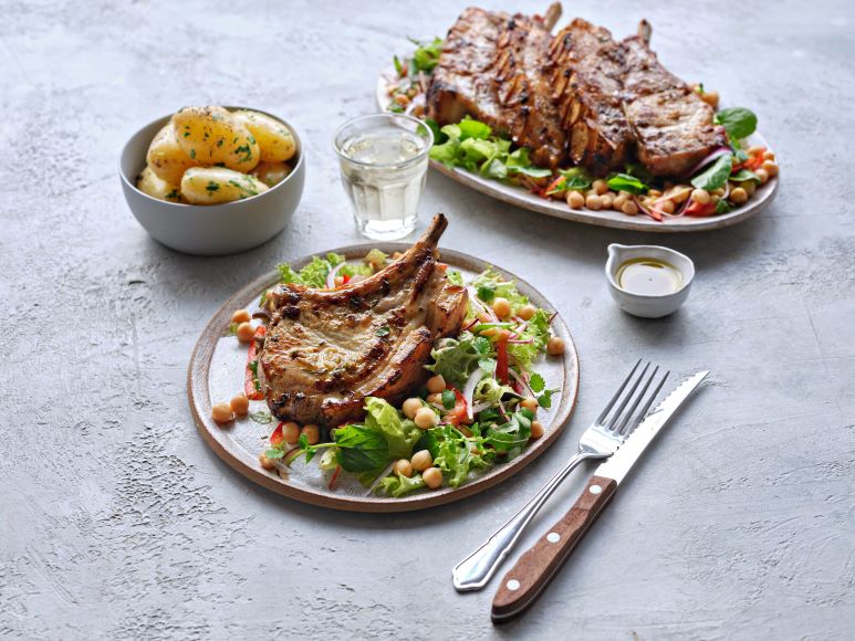 Pork Chops with Chickpea Salad