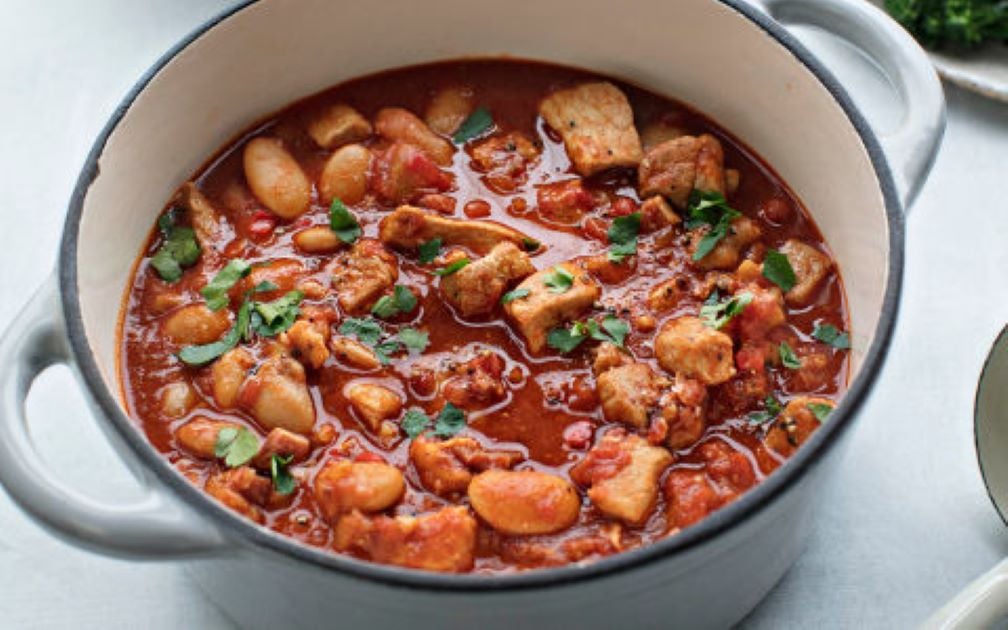 Pork with Bacon, Paprika and Butter Beans