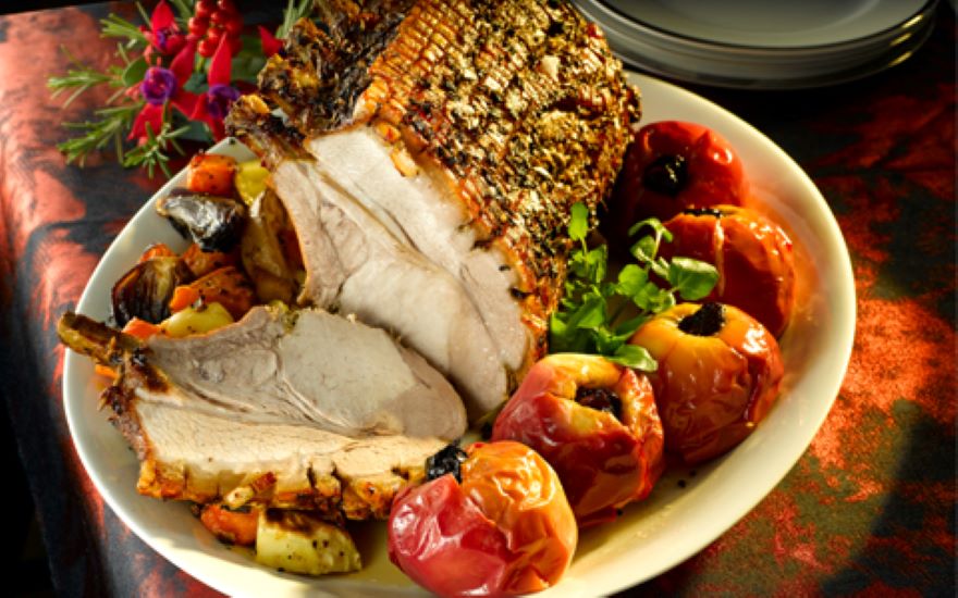 Roast Rack of Pork with Apples