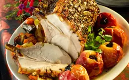 Roast Rack of Pork with Fennel and Stuffed Apples