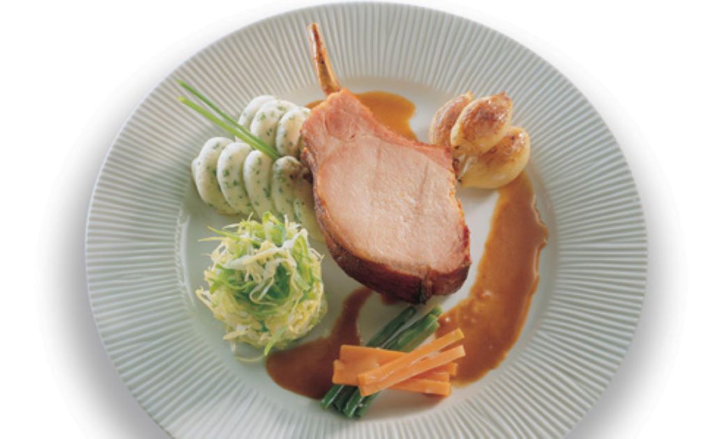 Roast Smoked Loin of Pork with Herb Mash
