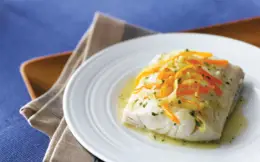 Steamed Haddock with Carrots and Leeks