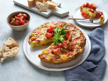 Potato and Red Pepper Frittata with Tomato Salad -