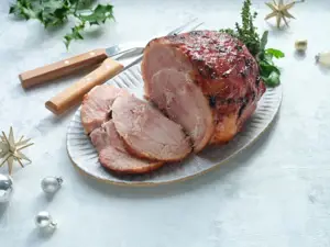 Cider Baked Ham with a Cherry Glaze
