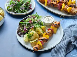 Spiced Pork Kebabs with a Yogurt Dip