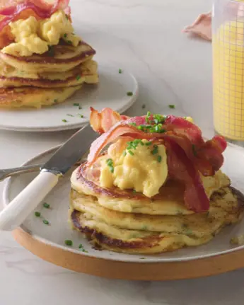 Neven’s Potato Pancakes with Scrambled Eggs and Bacon
