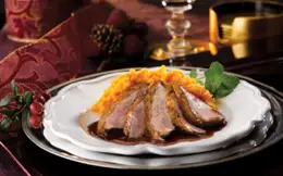 Pan Fried Duck Breasts with Red Wine and Orange Sauce