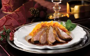 Pan Fried Duck Breasts with Red Wine and Orange Sauce