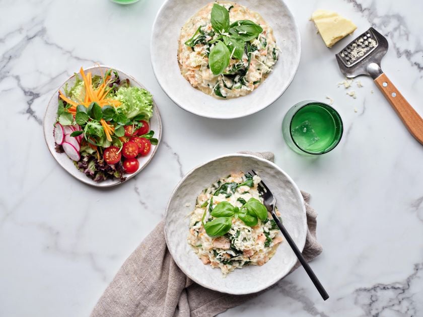 Organic Smoked Salmon and Spinach Risotto