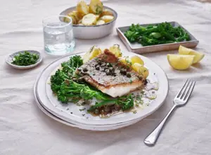Haddock with Butter, Lemon and Caper Sauce