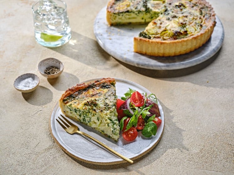 Leek, Broccoli and Spinach Quiche