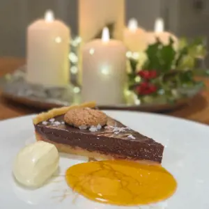 Neven’s Hazelnut Chocolate Tart with Citrus Caramel