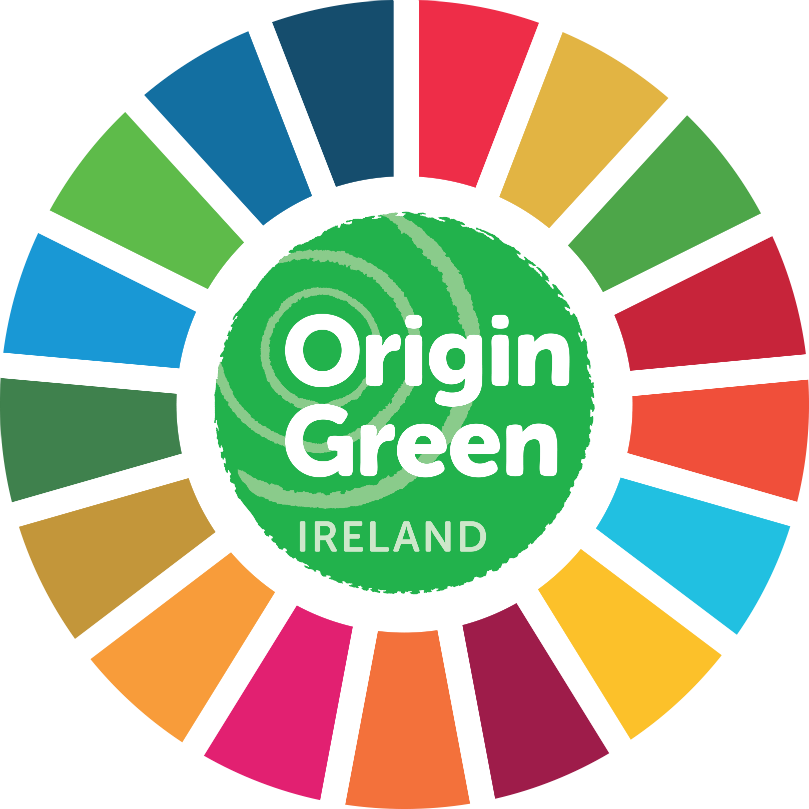 Origin green logo with the UN sustainable development goal colours in a circle