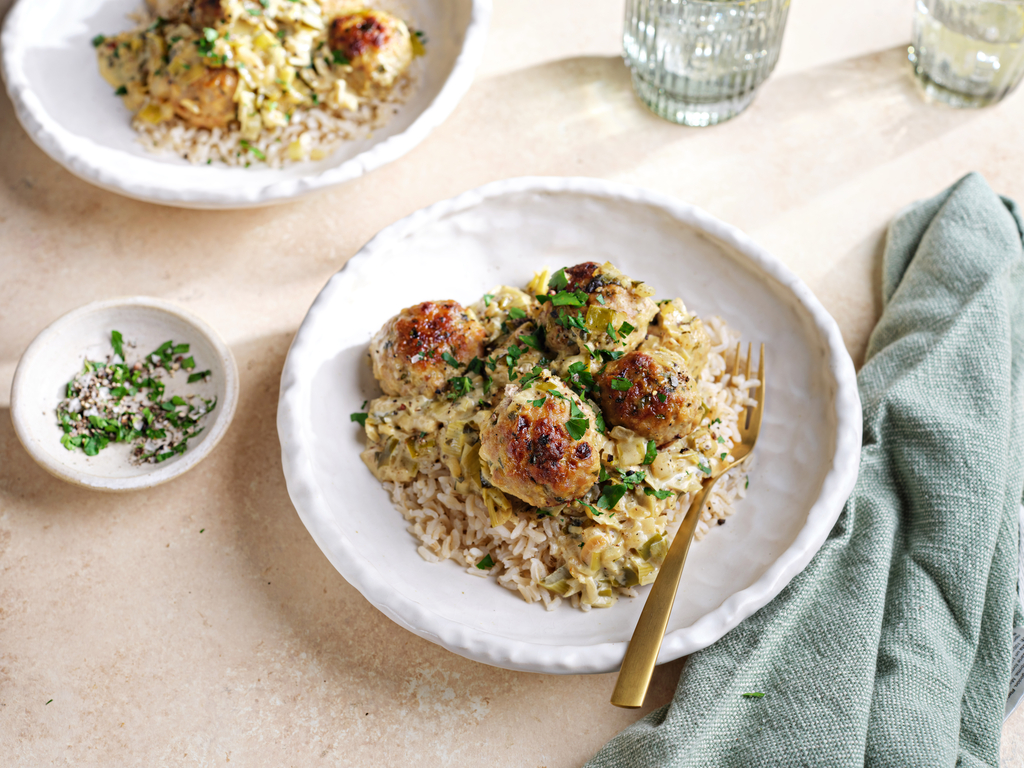 Pork Meatballs with Creamy Mustard Sauce