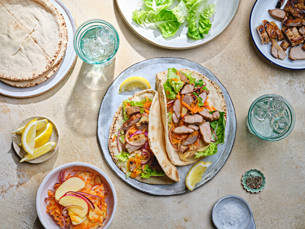 Pork Wrap with Carrot and Apple Salad