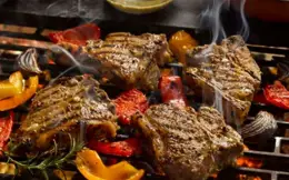 Barbecued Honey and Mustard Glazed Lamb Chops with Quinoa Salad