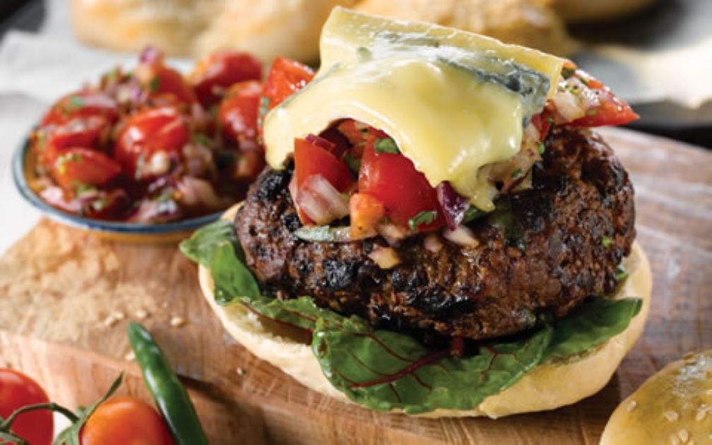 Delicious Lamb Burgers with Melted Cheese and Tomato Salsa