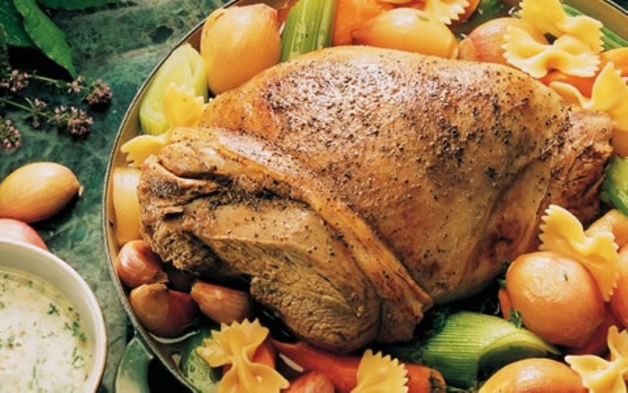 Boiled Leg of Lamb with Caper Sauce