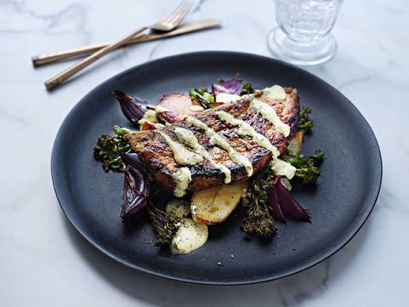 Lamb Steaks with Curry Dressing