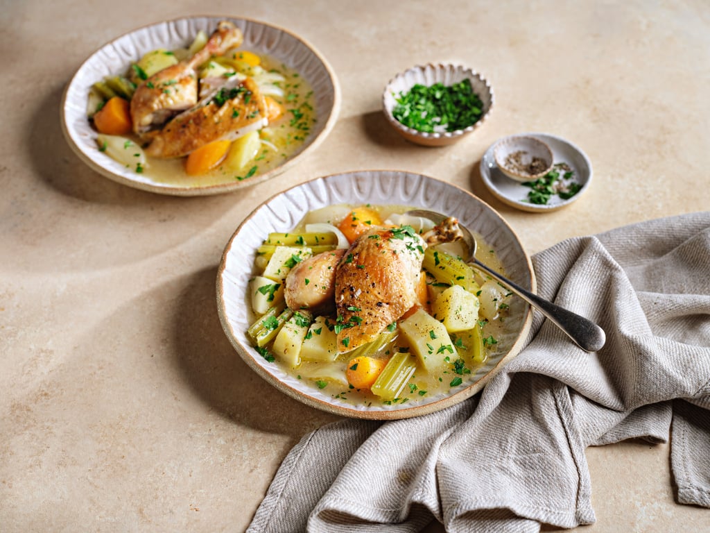 Whole Braised Chicken with Vegetable Broth